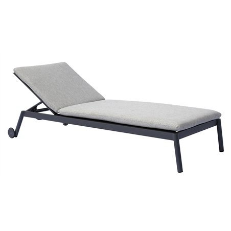 Greenwood Porto Cervo Aluminum Sun Lounger - Gray Textilene - Ecru Cushion - Anthracite