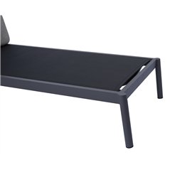 Lettino Porto Cervo In Alluminio - Textilene Grigio - Cuscino Ecru' - Antracite