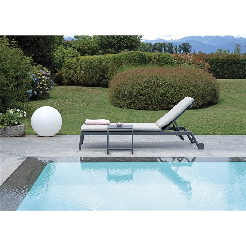 Greenwood Porto Cervo Aluminum Sun Lounger - Gray Textilene - Ecru Cushion - Anthracite