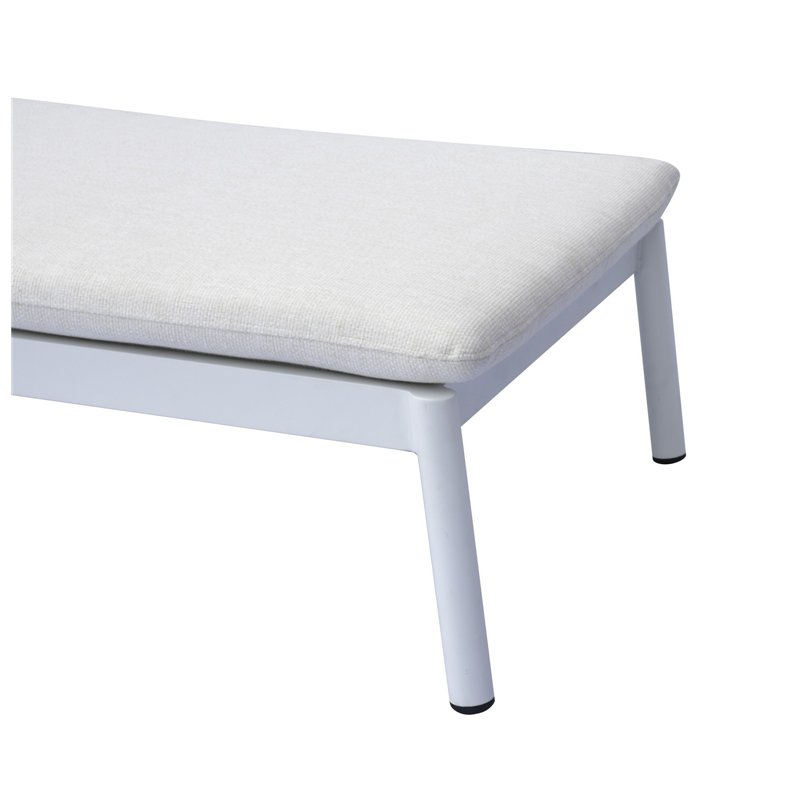 Transat en aluminium Porto Cervo - Textilène sable - Coussin écru - Blanc Greenwood