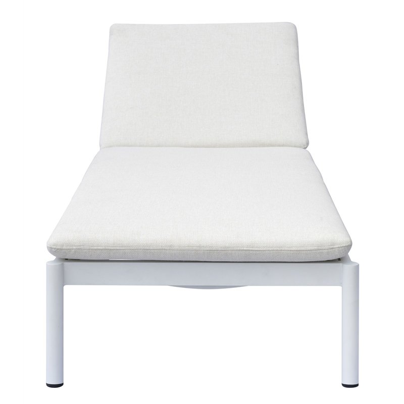 Transat en aluminium Porto Cervo - Textilène sable - Coussin écru - Blanc Greenwood