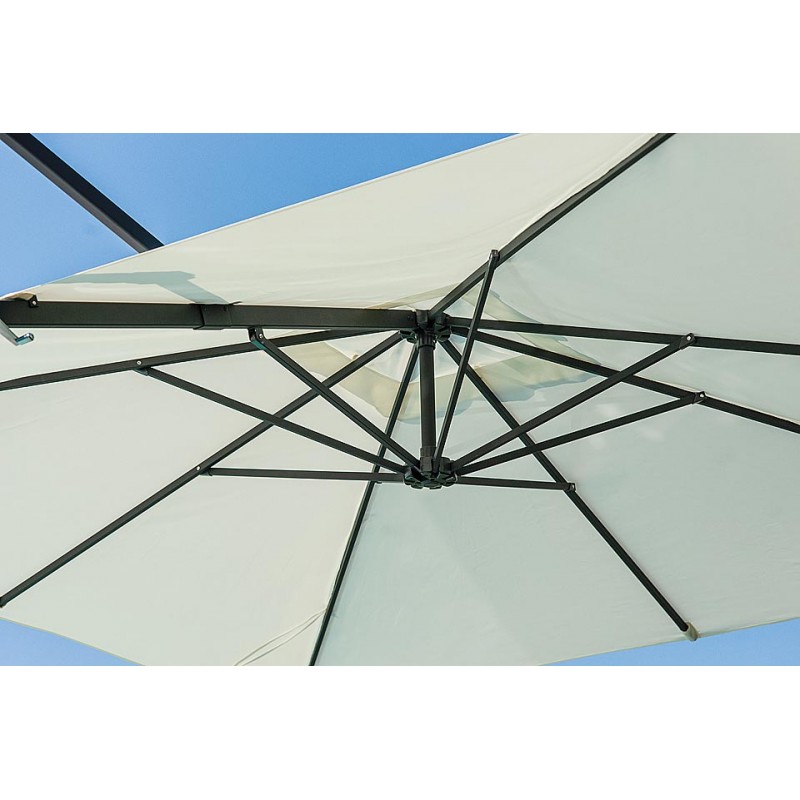 Parasol de jardin Alabama en aluminium avec mât latéral 3x3m écru - anthracite Greenwood