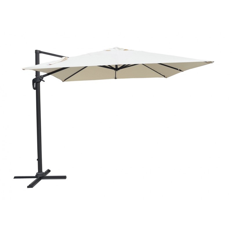 Parasol de jardin Colorado en aluminium avec mât latéral 3x4 m Écru - Anthracite Greenwood