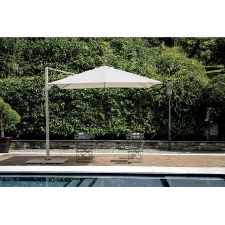 Parasol de jardin Colorado en aluminium avec mât latéral 3x4m écru - Crète Greenwood