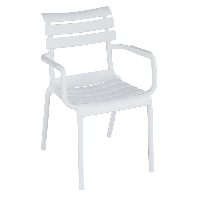 Greenwood Olbia Garden Chair with Armrests in Polypropylene with Fiberglass - White