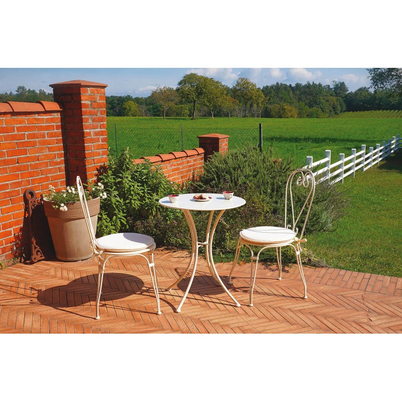 Table de jardin d'étang en fer ivoire Ø60 cm Greenwood