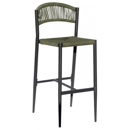 Tabouret Milano en aluminium - Osier vert - Anthracite Greenwood