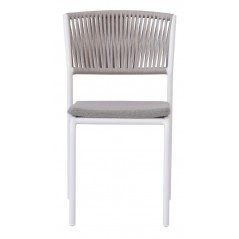 Greenwood Modena Aluminum Chair - Outdoor Rope Sand - White
