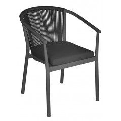 Chaise de jardin en aluminium Verona - Corde d'extérieur anthracite - Anthracite Greenwood