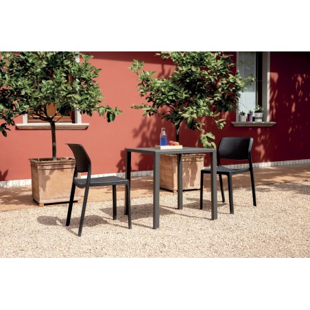 Greenwood Garda Steel Garden Table 80x80 cm - Anthracite - Self-Leveling