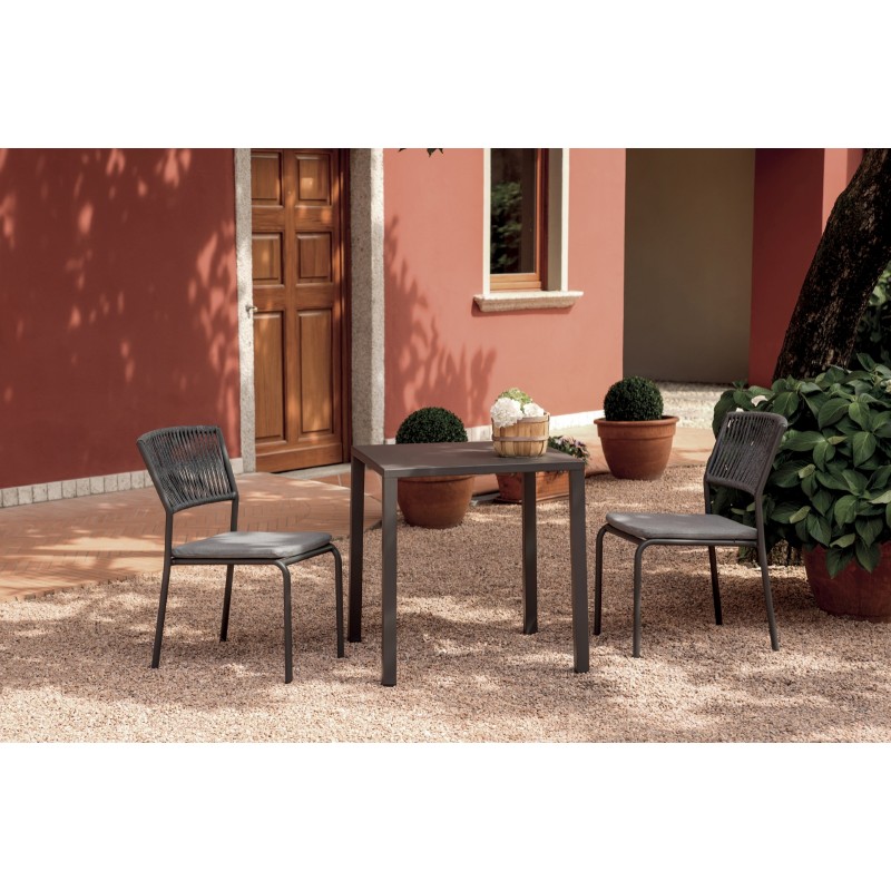 Greenwood Garda Steel Garden Table 80x80 cm - Anthracite - Self-Leveling