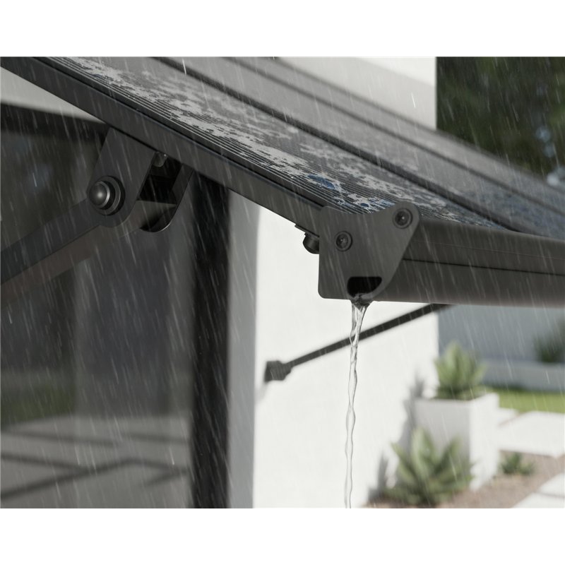 Canopia Augustine Auvent de porte 111x90 cm - cadre noir, panneaux gris mat