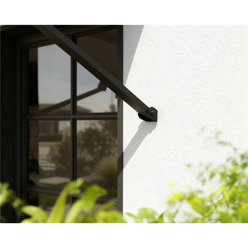 Canopia Augustine Auvent de porte 111x90 cm - cadre noir, panneaux gris mat