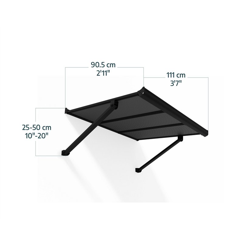 Canopia Augustine Door Awning 111x90 cm - Black Frame, Matt Grey Panels Canopia Augustine Door Awning 111x90 cm - Black Frame, Matt Grey Panels