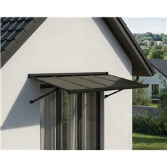 Canopia Augustine Auvent de porte 147x90 cm - cadre noir, panneaux gris mat