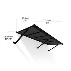 Canopia Augustine Pensilina Da Esterno 222X90 cm - Struttura nera Pannelli grigio opaco