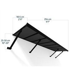Canopia Augustine Pensilina Da Esterno 294X90 cm - Struttura nera Pannelli grigio opaco