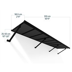 Canopia Augustine Pensilina Da Esterno 333X90 cm - Struttura nera Pannelli grigio opaco