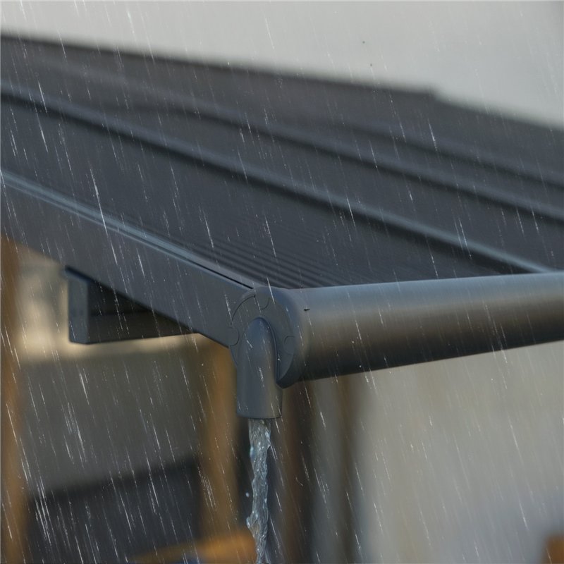 Canopia Sierra Cabrio Pergola adossée en aluminium 3x6.2 m Gris avec panneaux d'ombrage mobiles