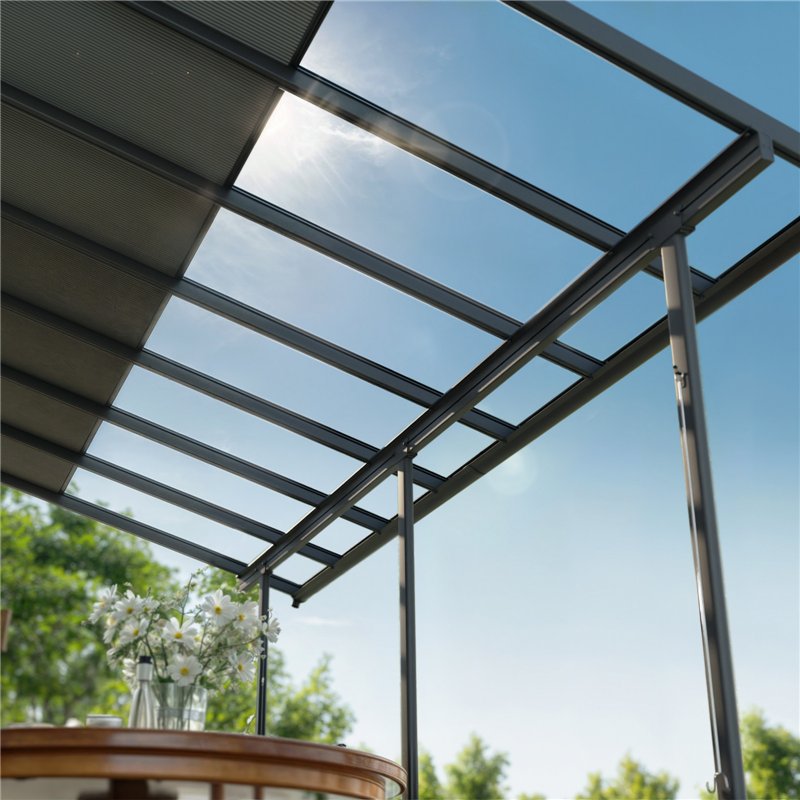 Canopia Sierra Cabrio Pergola adossée en aluminium 3x6.2 m Gris avec panneaux d'ombrage mobiles