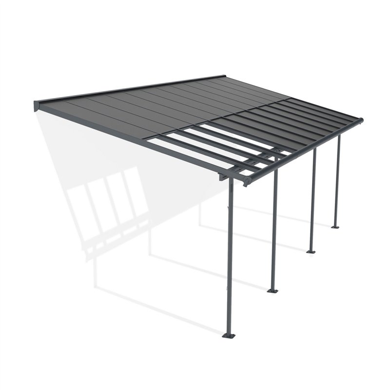 Canopia Sierra Cabrio Pergola adossée en aluminium 3x7.4 m Gris avec panneaux d'ombrage mobiles