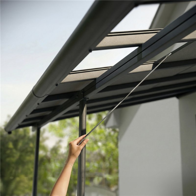 Canopia Sierra Cabrio Pergola adossée en aluminium 3x7.4 m Gris avec panneaux d'ombrage mobiles