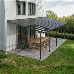 Canopia Sierra Cabrio Pergola adossée en aluminium 3x8.6 m Gris avec panneaux d'ombrage mobiles