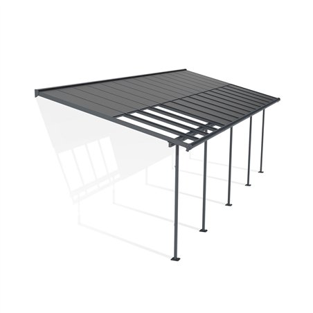Canopia Sierra Cabrio Pergola Addossata in Alluminio 3X8.6 m Grigio - Pannelli Ombreggianti Mobili