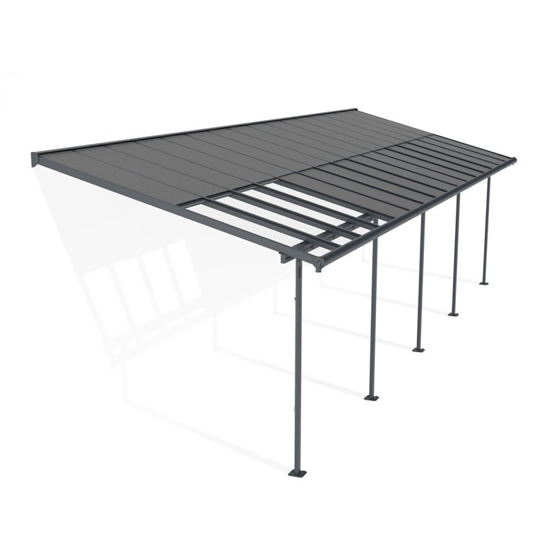 Canopia Sierra Cabrio Pergola adossée en aluminium 3x9.7 m Gris avec panneaux d'ombrage mobiles