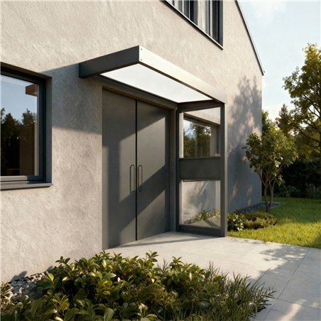 Canopia Sophia Door Awning 215x95 cm- Grey Opal White with Side Wall