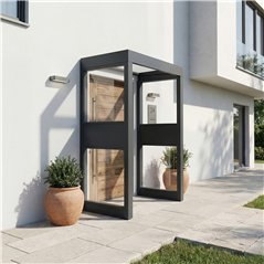 Canopia Sophia Auvent de porte 160x95 cm- Gris Transparent avec 2 parois latérales