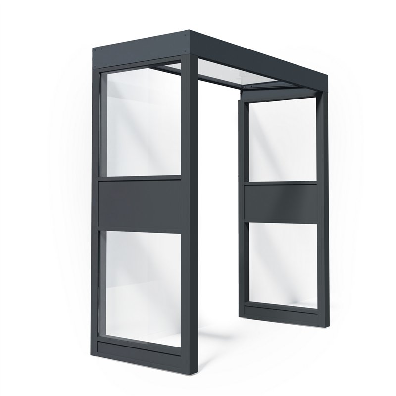 Canopia Sophia Auvent de porte 215x95 cm- Gris Transparent avec 2 parois latérales