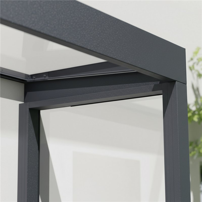 Canopia Sophia Auvent de porte 215x95 cm- Gris Transparent avec 2 parois latérales