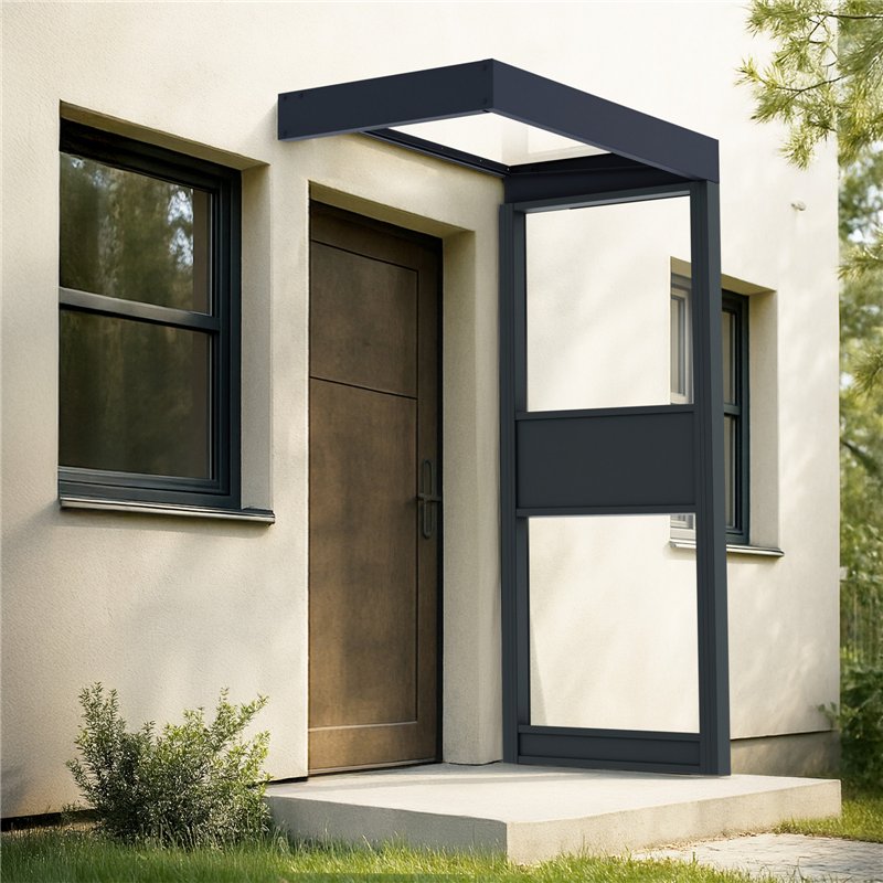 Canopia Sophia Auvent de porte 160x95 cm- Gris Transparent avec Paroi latérale Canopia Sophia Auvent de porte 160x95 cm- Gris Transparent avec Paroi latérale