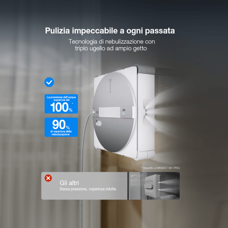 ECOVACS WINBOT W3 OMNI EU Robot Lave-Vitres Automatique Nettoyage Intelligent des Vitres