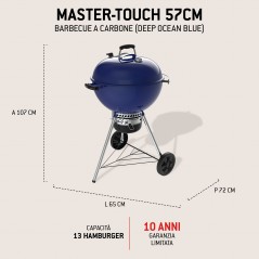 Barbecue Weber à Charbon Master-Touch GBS 5755 Ø 57 cm Bleu Océan Profond Réf. 1502205
