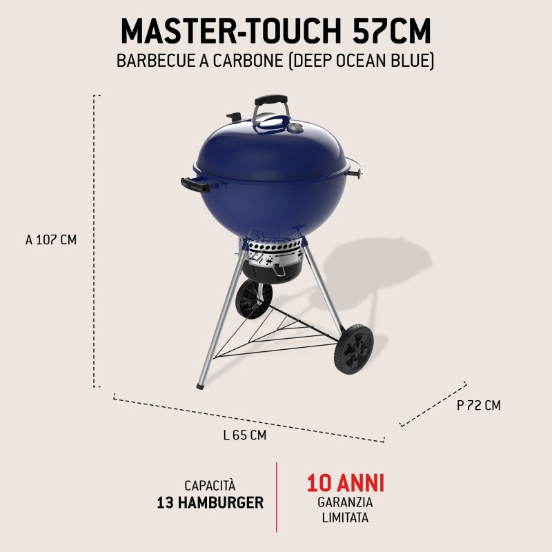 Barbecue Weber à Charbon Master-Touch GBS 5755 Ø 57 cm Bleu Océan Profond Réf. 1502205