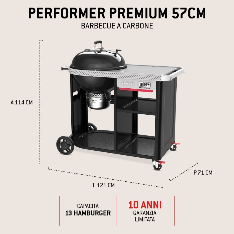 Barbecue Weber à Charbon Performer Premium Smart Ø 57 cm Noir Réf. 1501631