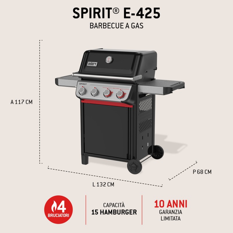 Barbecue à gaz Weber Spirit E-425 Noir Réf. 1500797 Barbecue à gaz Weber Spirit E-425 Noir Réf. 1500797