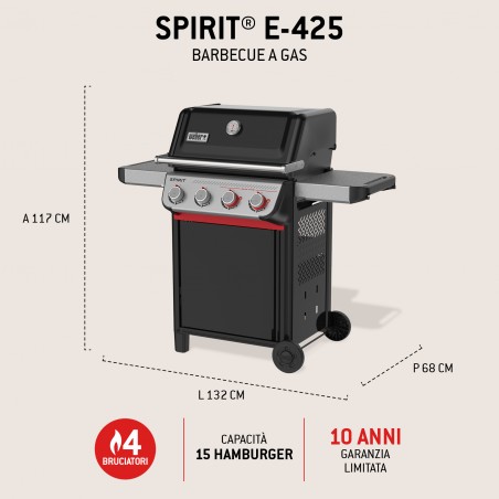Barbecue à gaz Weber Spirit E-425 Noir Réf. 1500797