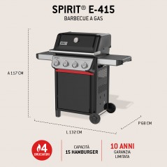 Barbecue Weber à Gaz Spirit E-415 Noir Réf. 1502100