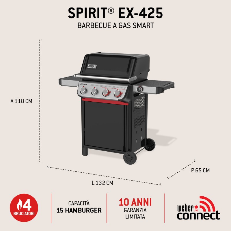 Barbecue Weber à Gaz Spirit EX-425 Noir Réf. 1502142