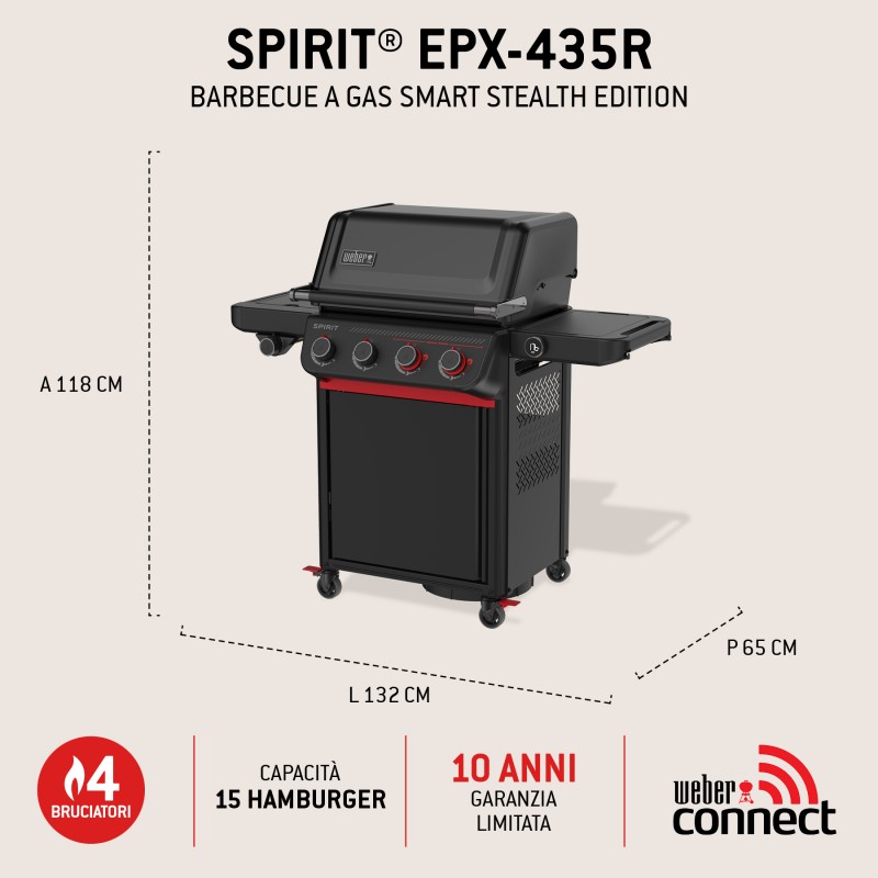 Barbecue Weber à Gaz Spirit SE-EPX-435 Édition Stealth avec Grille en Acier Inoxydable Cod. 1502414 Barbecue Weber à Gaz Spirit SE-EPX-435 Édition Stealth avec Grille en Acier Inoxydable Cod. 1502414