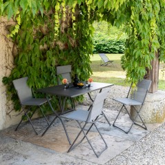 Set con Tavolo e 4 sedie BALCONY 120 x 70 cm colore Titane LaFuma