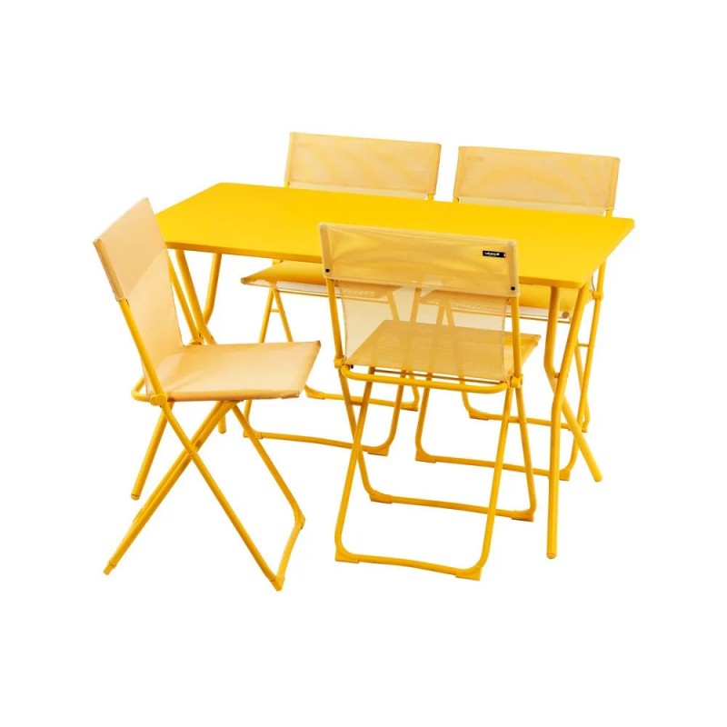 Set con Tavolo e 4 sedie BALCONY 120 x 70 cm colore Miel LaFuma Set con Tavolo e 4 sedie BALCONY 120 x 70 cm colore Miel LaFuma