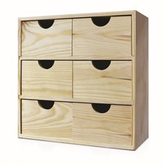 Cassettiera MINIBLOC in Pino Massiccio 6 Cassetti 32x14x32 cm Unionwood