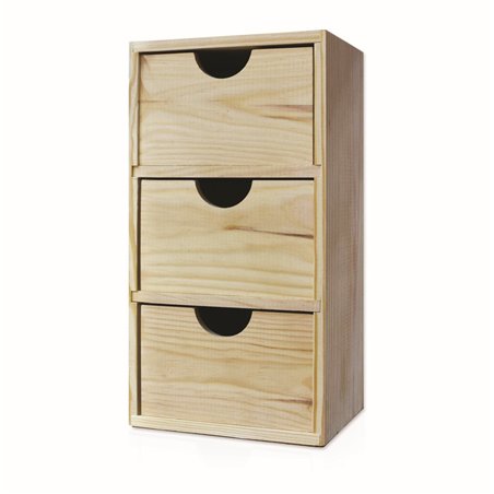 Cassettiera MINIBLOC in Pino Massiccio 3 Cassetti 17,1x14x32 cm Unionwood