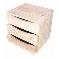 Mobile Modulare in Pino Massiccio Grezzo con 3 Cassetti 36x30x36 cm Unionwood
