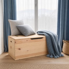 Banc Coffre en Pin avec Charnières 73x35x33 cm Unionwood