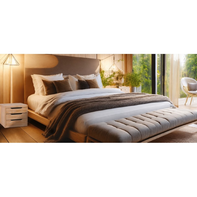 Bloc de Rangement en Pin Massif Brut avec 3 Tiroirs 39x30x29,5 cm Unionwood